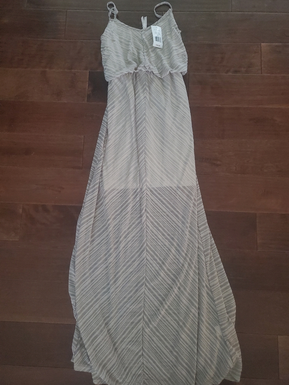 Soul Harmony Anergy Beige and Light Taupe Striped Maxi Dress Size Xs New Witg Ta